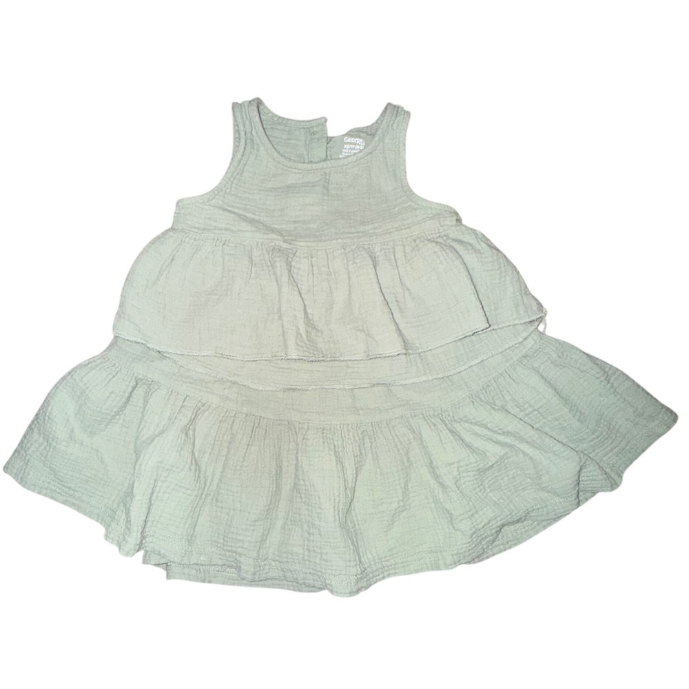2 Piece Skirt Set Girls XS 4-5 Sage‎ Green Gauze Cotton Tiered Boho Summer